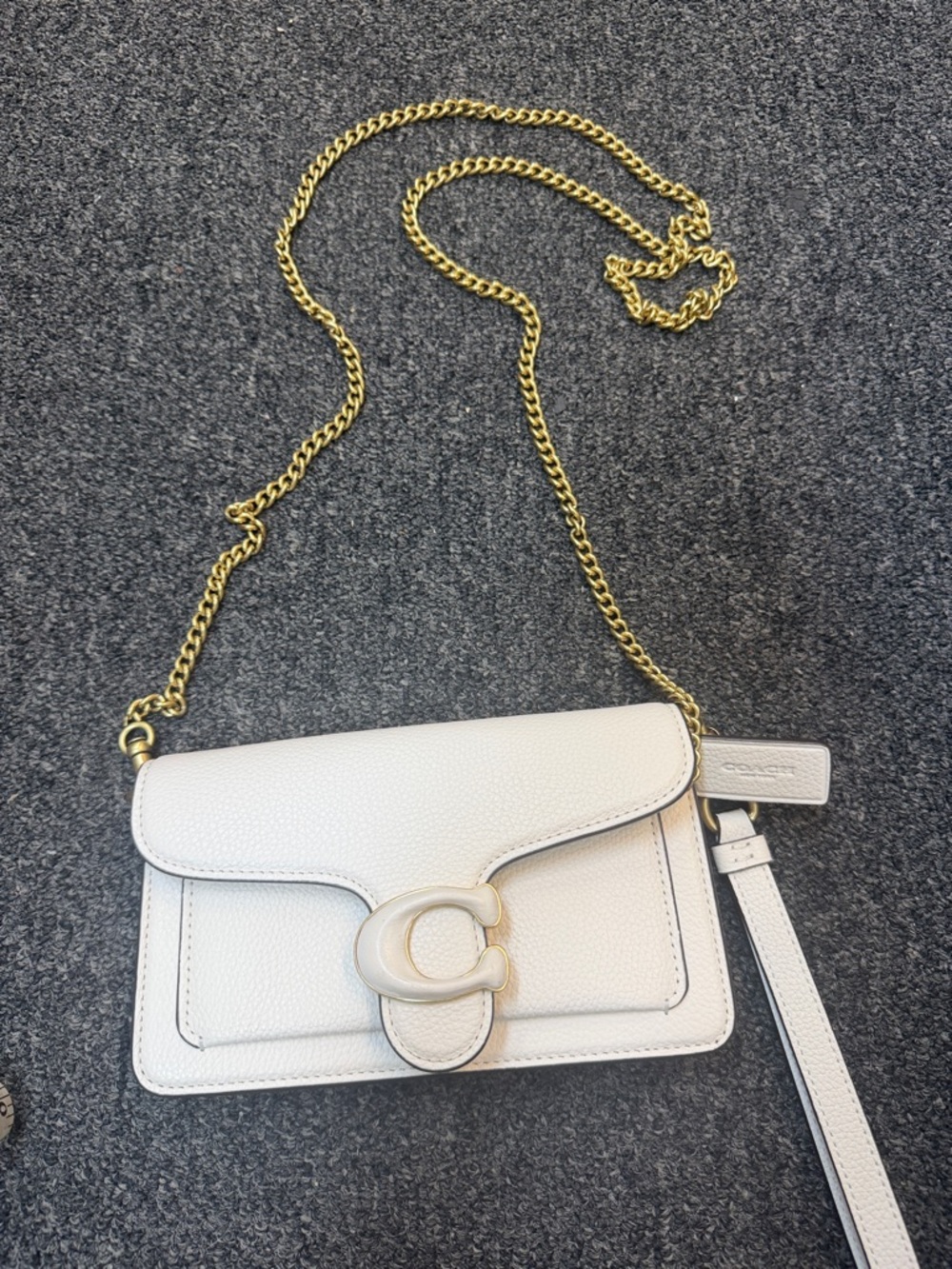 Coach Tabby Pebbled Leather Wristlet Crossbody Chalk/Brass CJ925